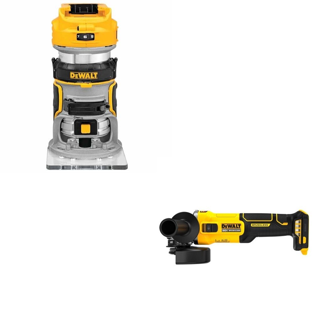 DeWalt DCG407B 20V MAX 4-1/2 in. Slide-Switch Grinder W/ DCW600B Compact Router