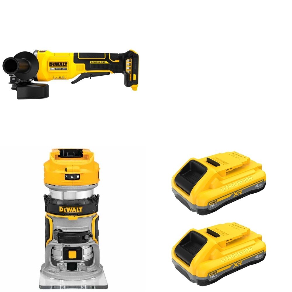 DeWalt DCB2104-2 20V MAX XR POWERPACK 4Ah Battery 2-Pack W/ DCW600B Compact Router and DCG408B