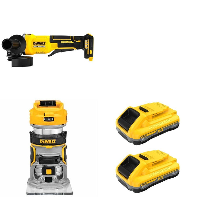 DeWalt DCB2104-2 20V MAX XR POWERPACK 4Ah Battery 2-Pack W/ DCW600B Compact Router and DCG408B