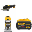 DeWalt DCG440B 60V MAX 7 in. Grinder W/ DCB609 9.0Ah Battery and DCW600B Compact Router