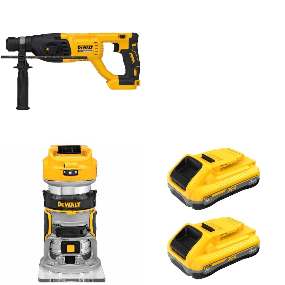 DeWalt DCB2104-2 20V MAX XR POWERPACK 4Ah Battery 2-Pack W/ DCH133B and DCW600B Compact Router