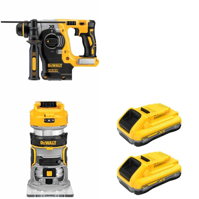 DeWalt DCH273B 20V MAX 1 in. SDS-Plus Rotary Hammer W/ DCB2104-2 and DCW600B Compact Router