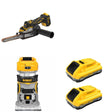 DeWalt DCB2104-2 POWERPACK 4Ah 2-Pack W/ DCM200B Bandfile Sander and DCW600B Compact Router