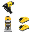 DeWalt DCN930B 20V MAX XR 30-Degree Framing Nailer W/ DCB2104-2 and DCW600B Compact Router