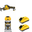 DeWalt DCB2104-2 20V MAX XR POWERPACK 4Ah Battery 2-Pack W/ DCS369B and DCW600B Compact Router