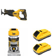 DeWalt DCB2104-2 POWERPACK 4Ah 2-Pack W/ DCW600B Compact Router and DCS382B Reciprocating Saw