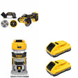 DeWalt DCB2104-2 POWERPACK 4Ah 2-Pack W/ DCW600B Compact Router and DCS438B 3 in. Cut-Off Tool