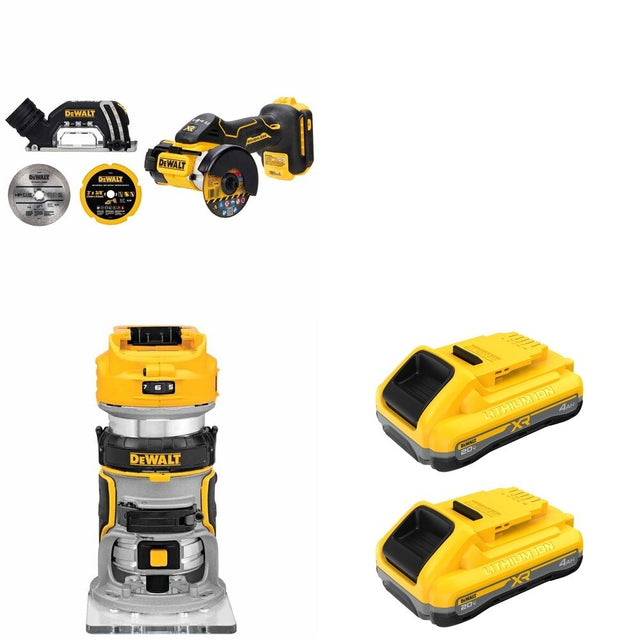 DeWalt DCB2104-2 POWERPACK 4Ah 2-Pack W/ DCW600B Compact Router and DCS438B 3 in. Cut-Off Tool