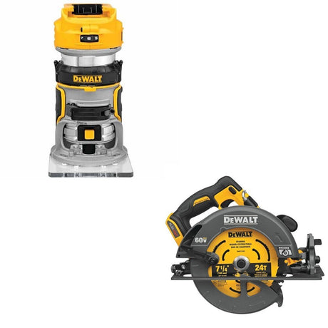 DeWalt DCS578B 60V MAX 7-1/4 in. Circular Saw W/ DCW600B Compact Router