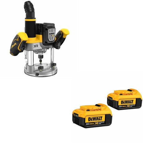 DeWalt DCW620B 20V MAX XR 2-1/4 HP Plunge Router W/ DCB204-2 4.0Ah Battery 2-Pack