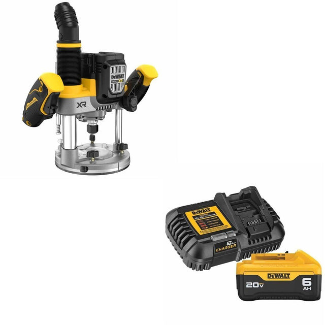 DeWalt DCW620B 20V MAX XR 2-1/4 HP Plunge Router W/ DCB206C 6.0Ah Battery Kit