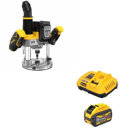 DeWalt DCW620B 20V MAX XR 2-1/4 HP Plunge Router W/ DCB609C FLEXVOLT 9.0Ah Kit