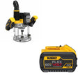 DeWalt DCW620B 20V MAX XR 2-1/4 HP Plunge Router W/ DCB609 FLEXVOLT 9.0Ah Battery