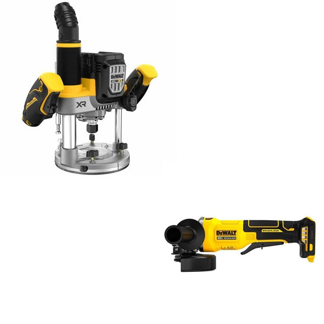 DeWalt DCW620B 20V MAX XR 2-1/4 HP Plunge Router W/ DCG408B Paddle-Switch Grinder