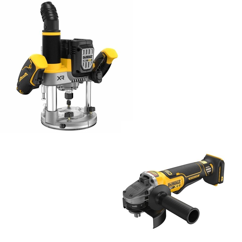 DeWalt DCW620B 20V MAX XR 2-1/4 HP Plunge Router W/ DCG410B Angle Grinder
