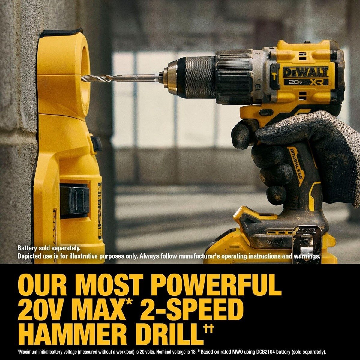 DEWALT DCD806H1 20V MAX XR 1/2" Brushless Cordless Hammer Drill Kit with 5Ah Battery, Charger and Contractor Bag - 5
