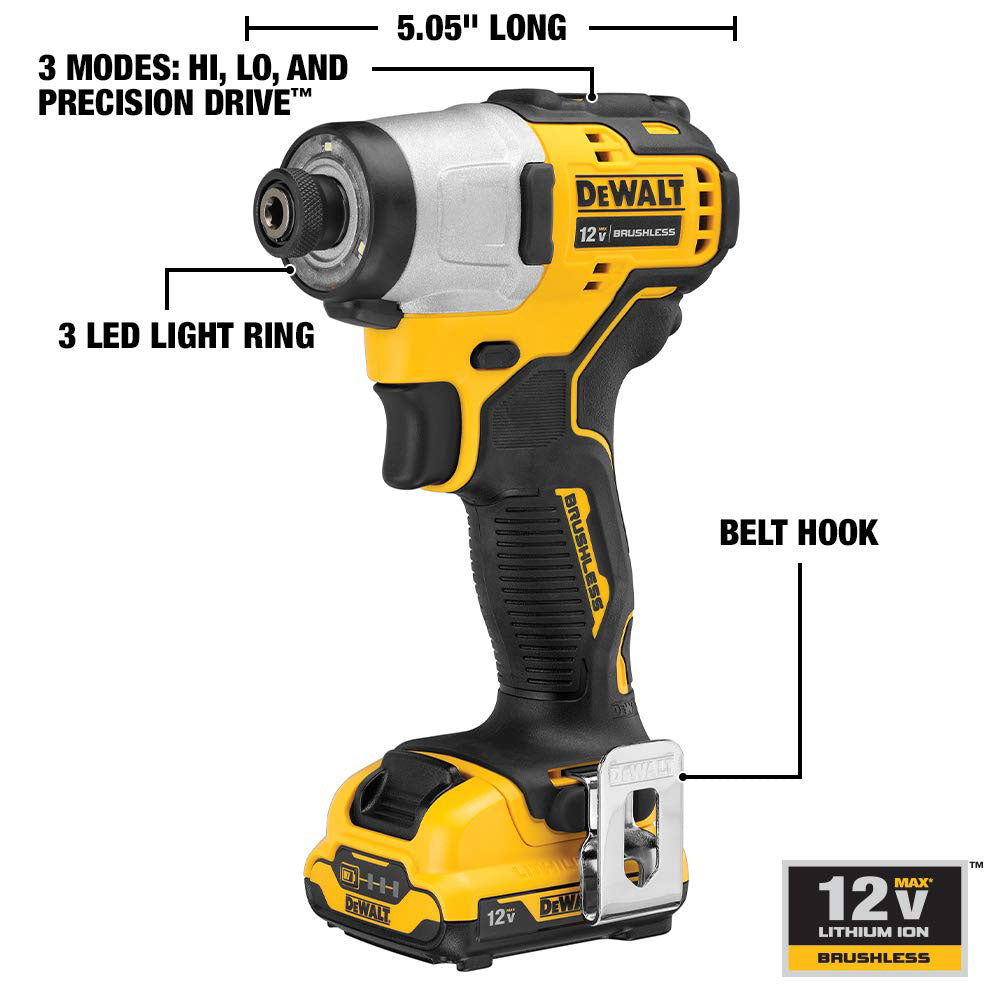 DeWalt DCK221F2 XTREME 12V MAX Brushless Cordless Drill & Impact Driver Kit - 4