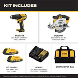 DEWALT DCK252D2 20V MAX Drill Driver and Circular Saw Combo Kit with 2Ah Batteries (2 Tool Kit) - 2