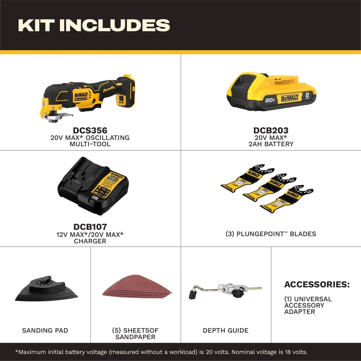 DeWalt DCS356D1 20V MAX XR Brushless Cordless Oscillating Multi-Tool Kit - 5