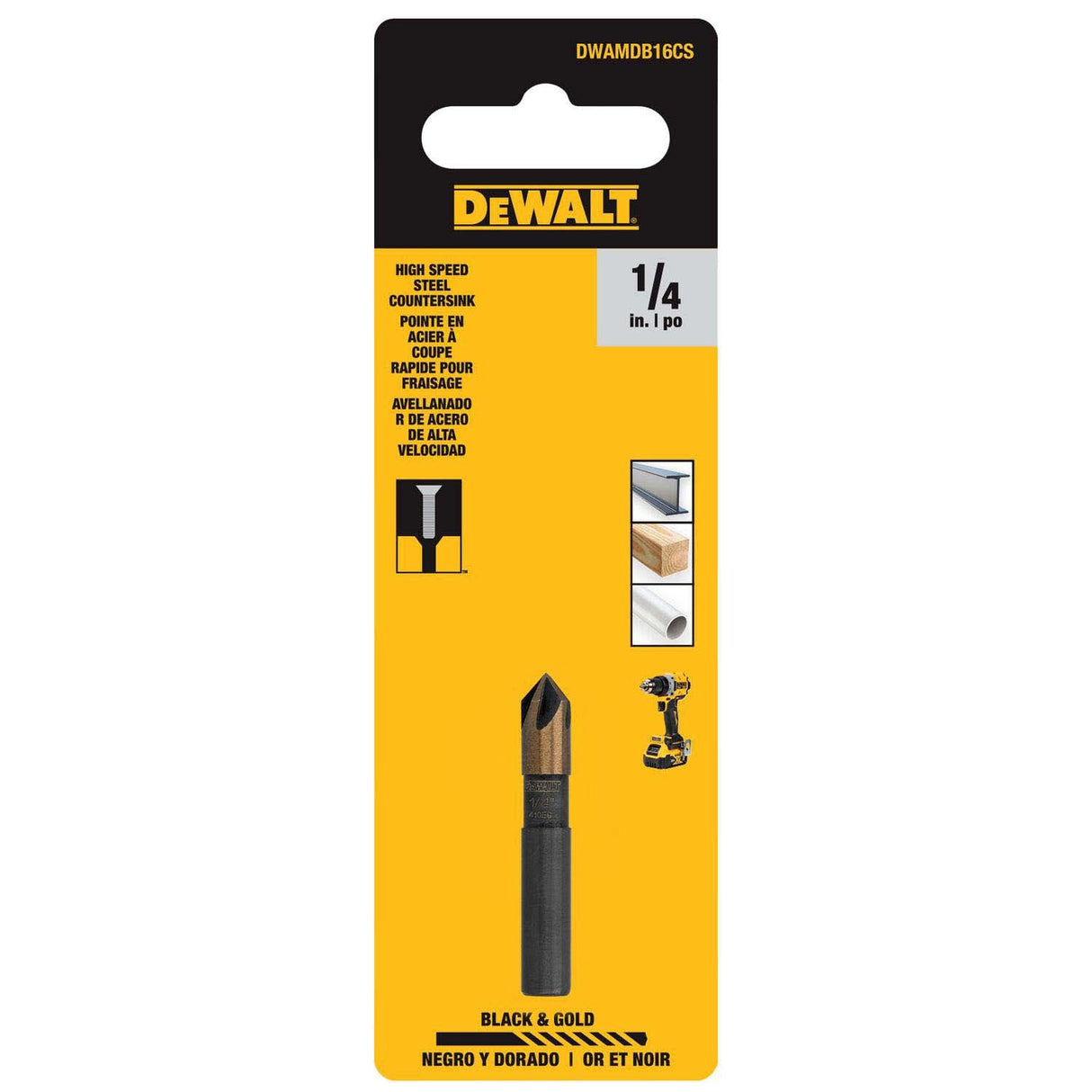 DeWalt DWAMDB16CS 1/4 in. High-Speed Steel 82 Degree 5-Flute Countersink Bit - 4