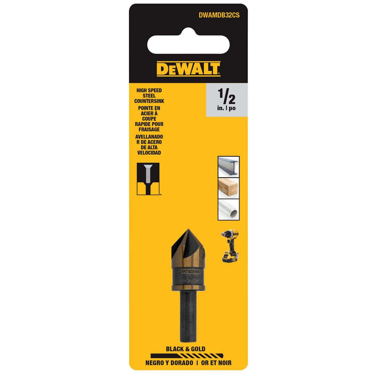 DeWalt DWAMDB32CS 1/2 in High-Speed Steel 82 Degree 5-Flute Countersink Bit - 4