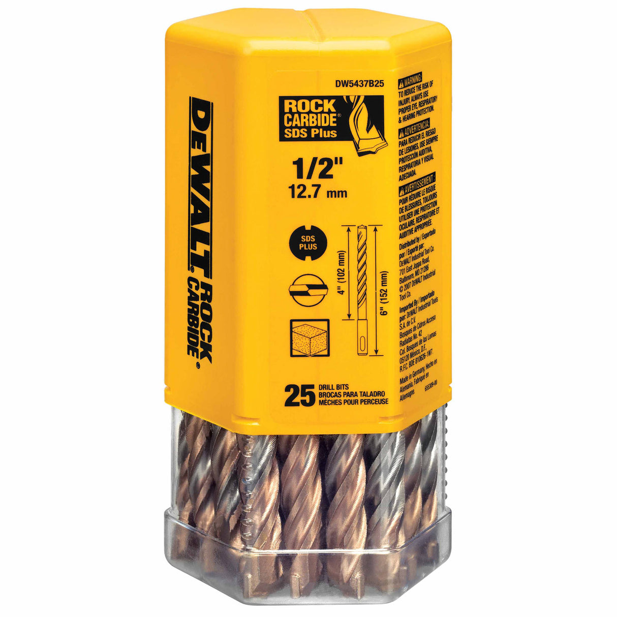 DeWalt DW5437B25 DeWalt 1/2" x 4" x 6" Rock Carbide™ SDS+ Hammer Bit (Bulk 25), 2 Cutter - 2