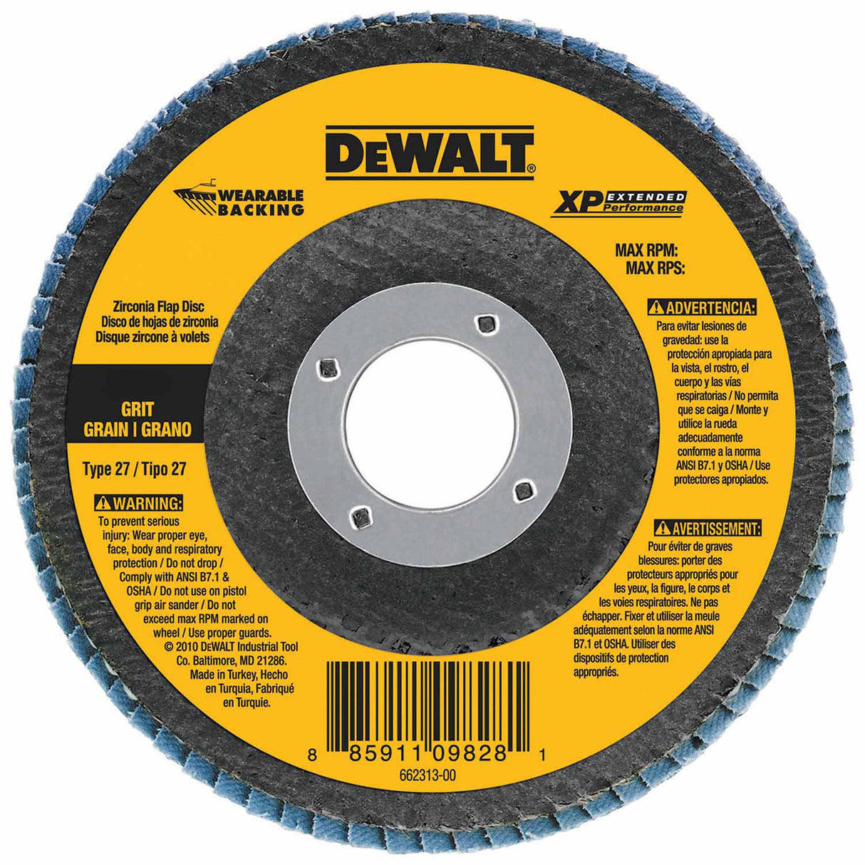 DeWalt DW8210 4-1/2" x 7/8" Z40 T27 WB Flap Disc - 2