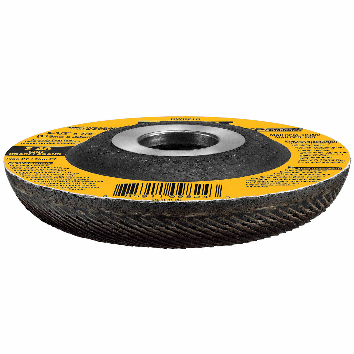 DeWalt DW8210 4-1/2" x 7/8" Z40 T27 WB Flap Disc - 6