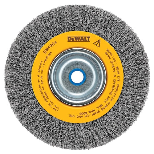 DeWalt DW4906 8" crimped bench wire wheel 5/8" abror, medium face, .014" wire