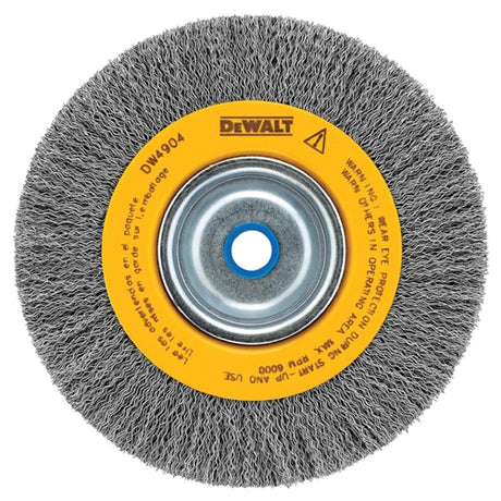 DeWalt DW4906 8" crimped bench wire wheel 5/8" abror, medium face, .014" wire