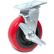DH Casters C-MHD6DPRSB 6" Heavy Duty Swivel Caster with Brake Non-Marking Polyurethane Wheel