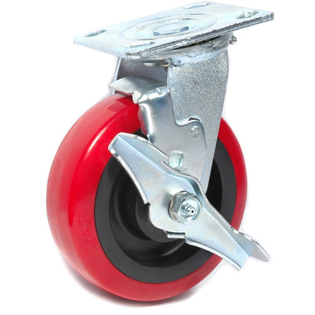 DH Casters C-MHD6DPRSB 6" Heavy Duty Swivel Caster with Brake Non-Marking Polyurethane Wheel