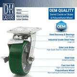 DH Casters C-MHD6DPRSB 6" Heavy Duty Swivel Caster with Brake Non-Marking Polyurethane Wheel - 2