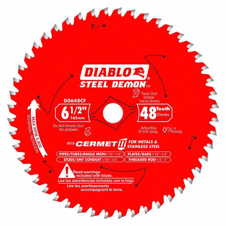 Diablo D0648CFA 6-1/2" x 48 Tooth Steel Demon Cermet II Saw Blade for Metals and Stainless Steel