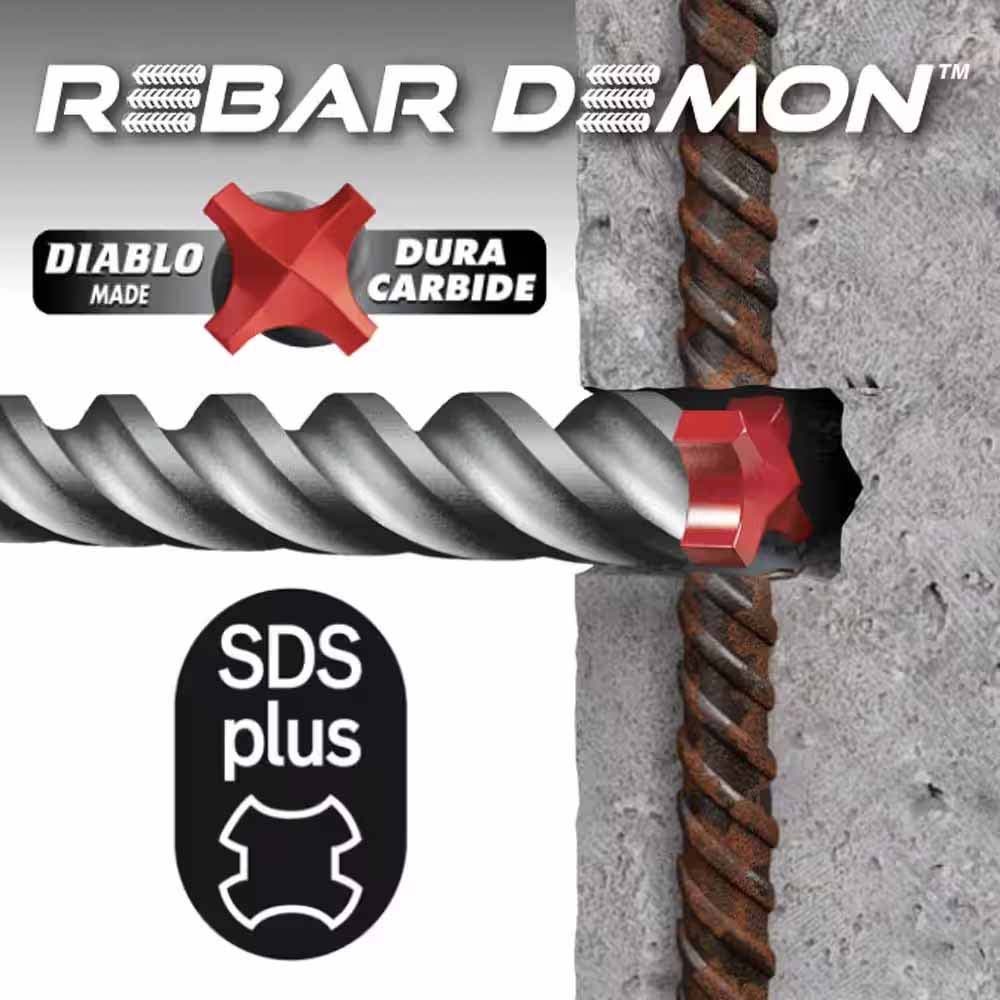 Diablo DMAPL4330 1-1/4 in. x 16 in. x 18 in. Rebar Demon SDS-Plus 4-Cutter Full Carbide Head Hammer Drill Bit - 3