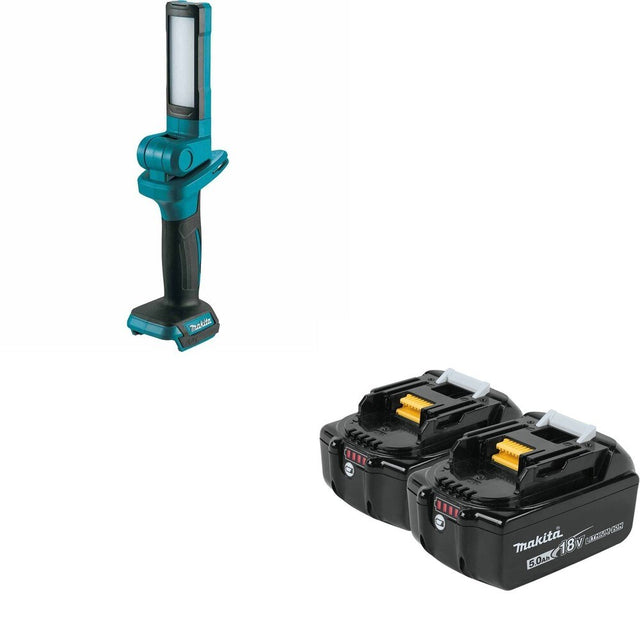 Makita DML816 18 L.E.D. Flashlight W/ BL1850B-2 18V LXT Lithium-Ion 5.0Ah Battery, 2 Pack