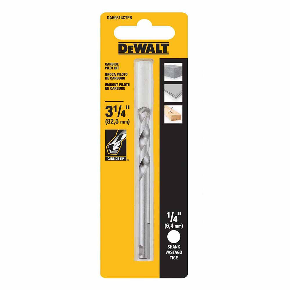 DeWalt DAH9314CTPB Carbide Tipped Hole Saw Pilot Drills 3-1/4" - 3