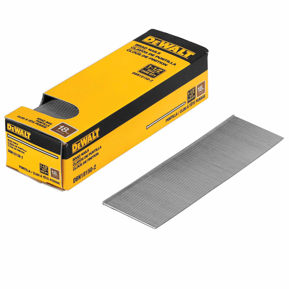 DeWalt DBN18150 1-1/2" 18 Gauge Heavy-Duty Brad Nails, Pack of 2500ea