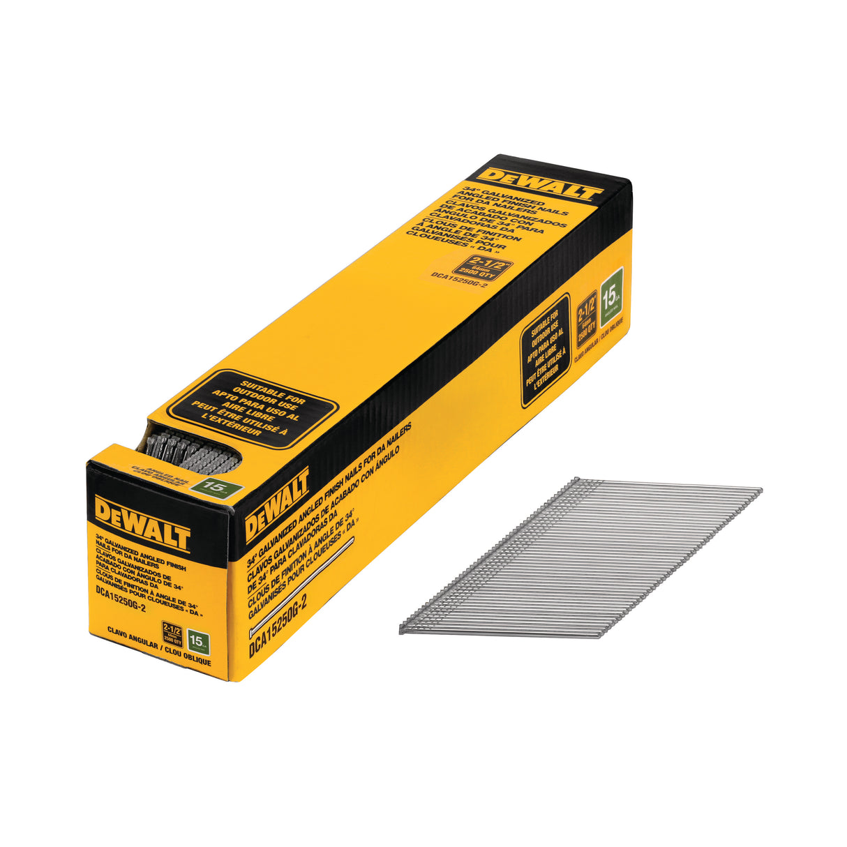 DeWalt DCA15250-2 15GA 2-1/2" Angled Finish Nail