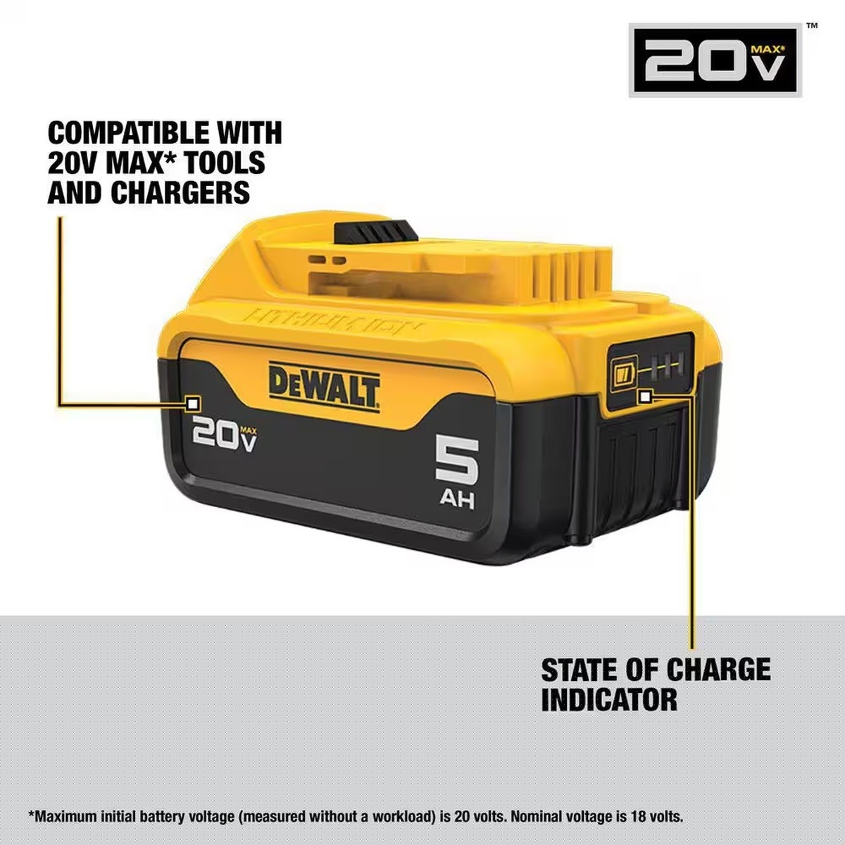 DeWalt DCB235-4 20V MAX Lithium-Ion Battery Pack 7 in L x 4.8 in W x 6.8 in H with (2) 2.0 Ah and (2) 5.0 Ah Batteries (4 Pack) - 3