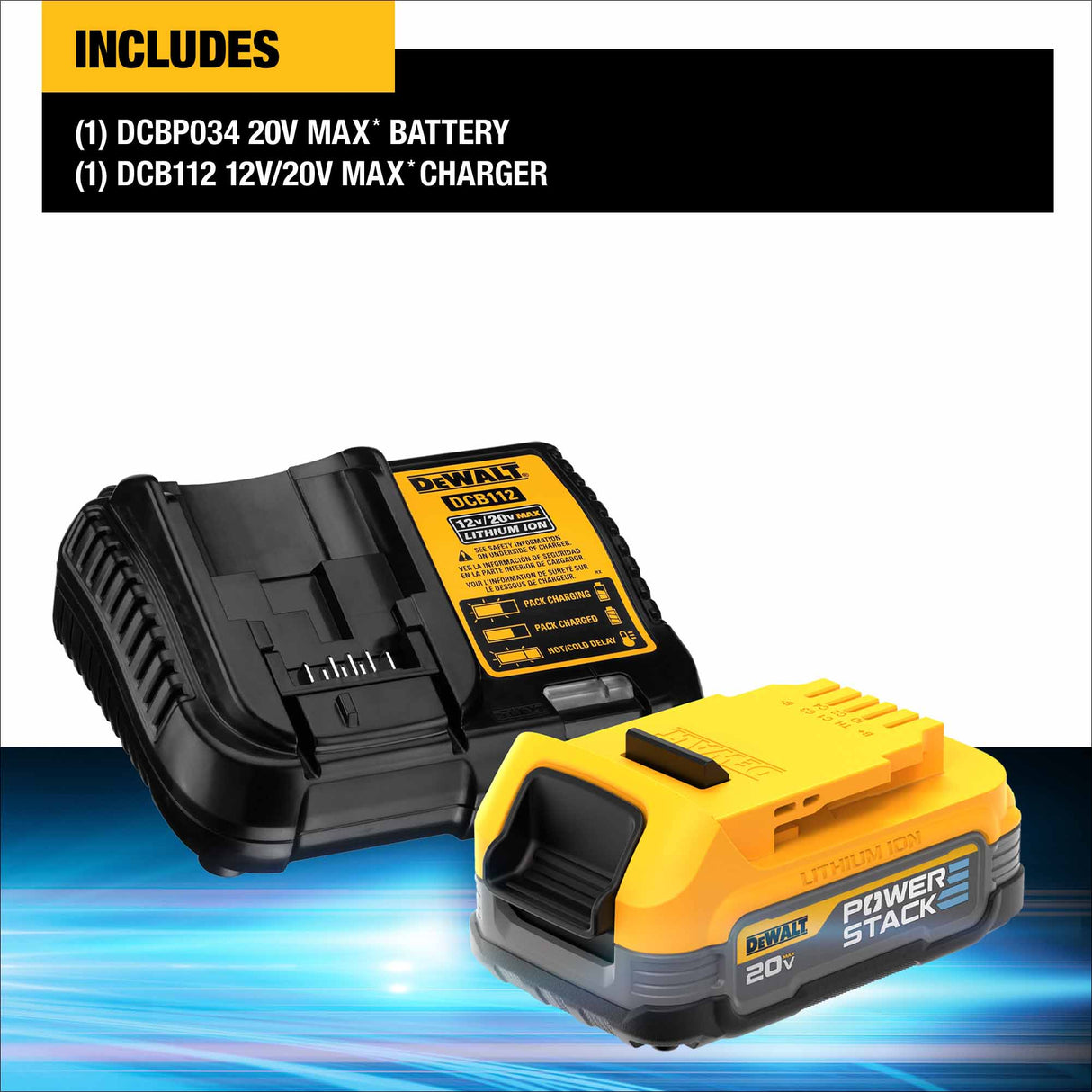 DeWalt DCBP034C 20V MAX Starter Kit with Powerstack Compact Battery and Charger - 14