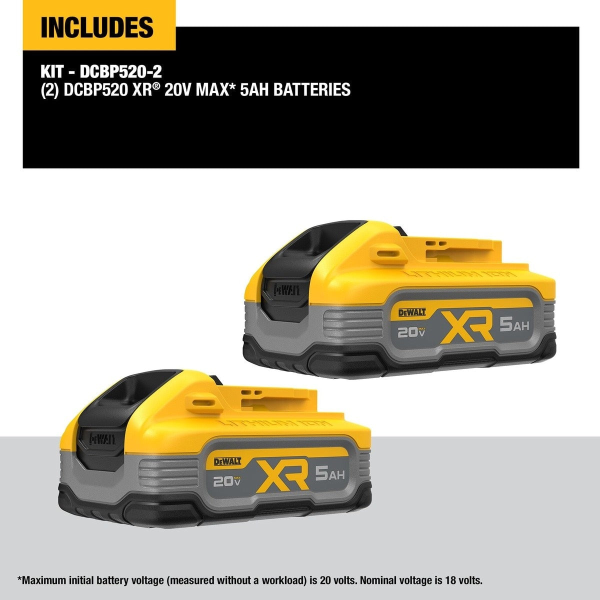 DeWalt DCBP520-2 20V Max PowerStack 5Ah Battery 2-Pack - 7