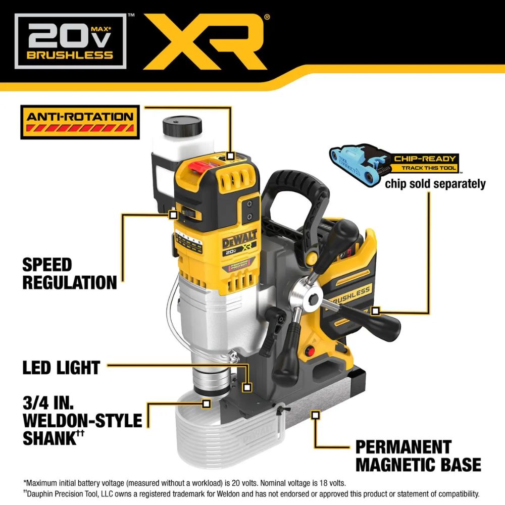 DeWalt DCD1624B 20V Max* XR 2" Cordless Brushless Magnetic Drill Press (Tool Only) - 2