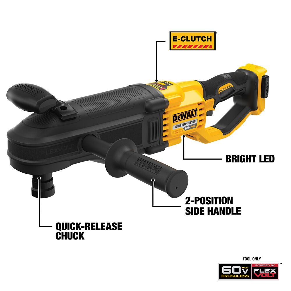 DeWalt DCD471B 60V MAX* 7/16" Brushless Cordless Quick-Change Stud and Joist Drill With E-Clutch System (Tool Only) - 2