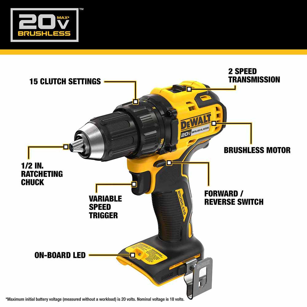 DeWalt DCD793B 20V MAX Brushless Cordless 1/2 in. Drill/Driver (Tool Only) - 2