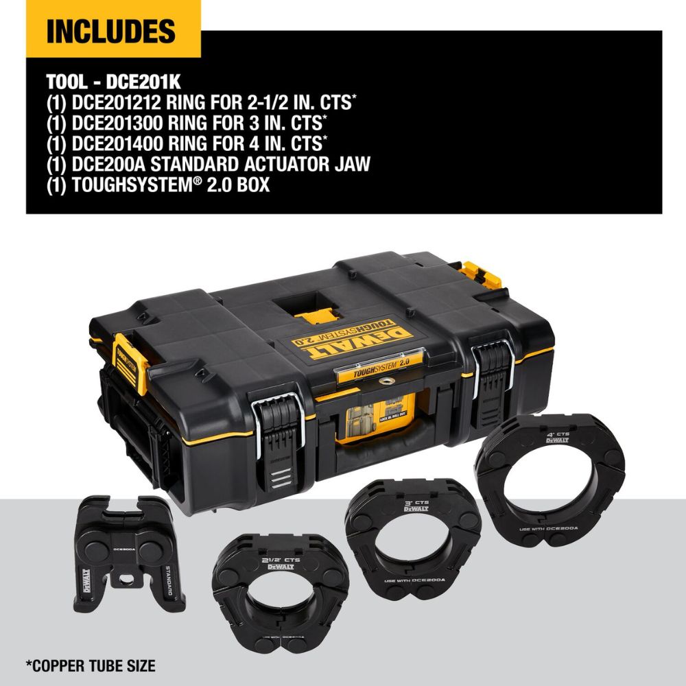 DEWALT DCE201K 2-1/2 in. to 4 in. Standard CTS Press Rings and Actuator Kit - 8