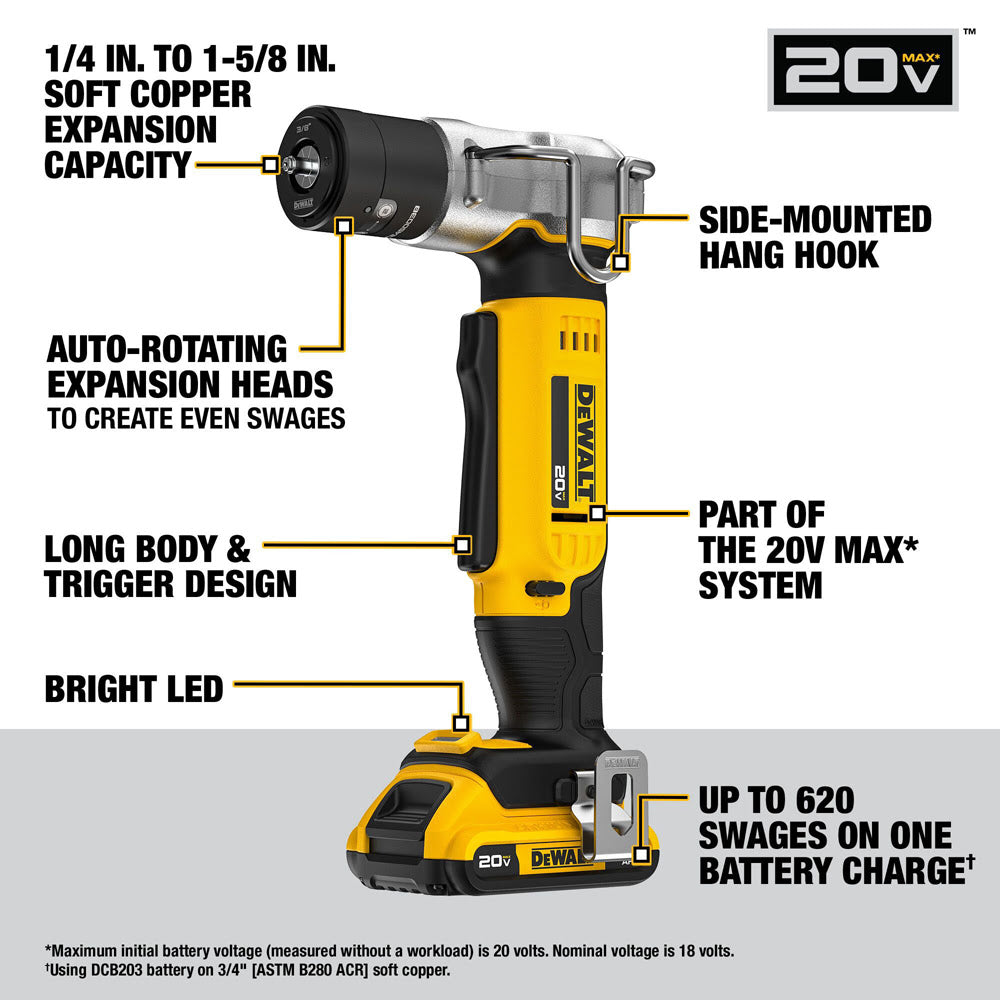 DeWalt DCE450D1 20V MAX* Copper Swage Tool Kit - 2