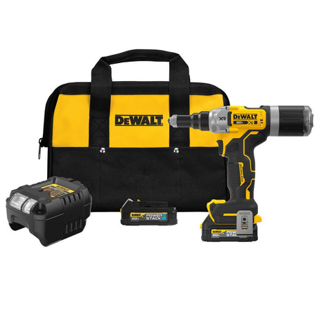 DeWalt DCF414GE2 20V MAX* XR Brushless Cordless 1/4" Rivet Tool Kit with POWERSTACK