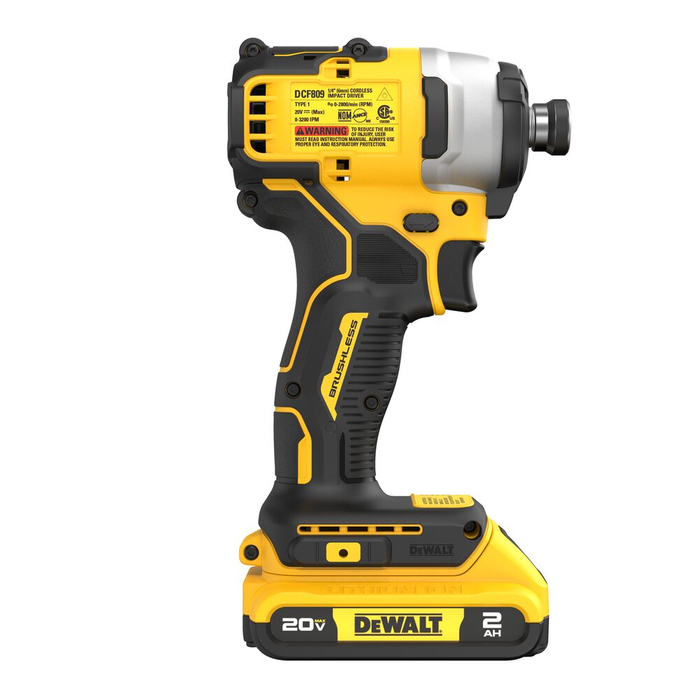 DeWalt DCF809D1 ATOMIC 20V MAX Brushless Cordless Compact 1/4 in. Impact Driver Kit - 3