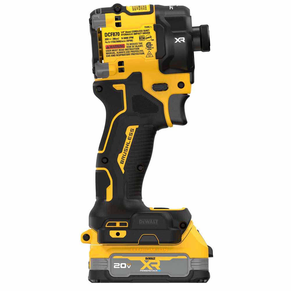 DeWalt DCF870E1 20V MAX XR Brushless Cordless 1/4 in. Quiet Hydraulic Impact Driver Kit - 5